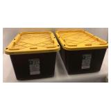 Two Greenmade 27-Gallon Storage Totes with Yellow Lids