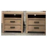 Pair of Nightstands with Drawers and Outlets
