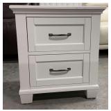 White Two-Drawer Bedside Table with USB Ports
