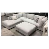 Henredon Fabric Sectional Sofa with Storage Ottoman