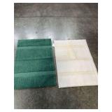 Set of Two Washable Bath Rugs: 36x42, Green and White
