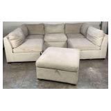 Thomasville 6-Piece Fabric Modular Sectional Sofa with 2 Power Footrests