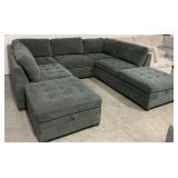 Upholstered Sectional Sofa with Two Ottomans