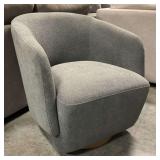 Henredon Swivel Accent Chair with Textured Fabric and Curved Back