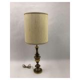 Brass Table Lamp With Cylindrical Shade