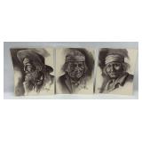 Norberto Reyes AICA Signed Portrait Drawings (3)