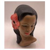 Marwal Chalkware Hawaiian Lady Head Bust
