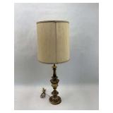 Brass Table Lamp with Textured Cylindrical Shade