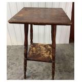Two Tier Wooden Plant Stand Table With Turned Legs