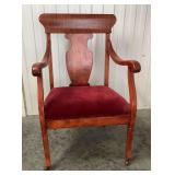 Empire Revival Armchair with Red Velvet Seat