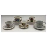 Collection of 5 Bone China Teacups Saucers