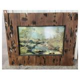 Rustic Barnwood-Framed Mountain Landscape Photo