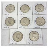 US Kennedy Half Dollar Collection 1967-1969
