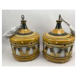 Pair Porcelain Hanging Swag Lamps c. 1960s–70s