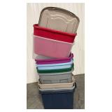 Assorted Color Plastic Storage Totes and Lids