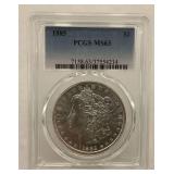 1885 Morgan Silver Dollar PCGS MS63