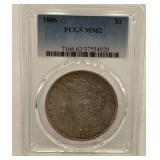 1886 Morgan Dollar PCGS MS62 Certified Coin