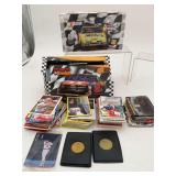 Assorted NASCAR Trading Cards and Medallions