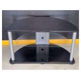 Corner Media Stand With Glass Shelves