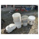Assorted Plastic Buckets and Lids