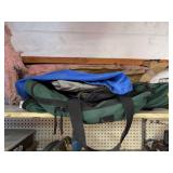 Green Canvas Duffle Bag with Blue Cover