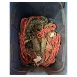 Assorted Ropes, Cords, and Pulley Block