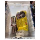 Knitting Supplies Lot with Needles, Jar, and Batting