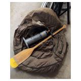 Inflatable Boat Storage Bag with Hand Pump and Wooden Oar