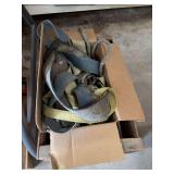 Assorted Tie-Down Straps and Ropes in Wooden Crate