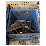 Assorted Metal Shelf Brackets and Hardware in Crate