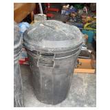 Black Heavy-Duty Plastic Trash Can with Lid