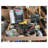 Box of Mixed Automotive Repair Kits, Pressure Gauges, and Hardware