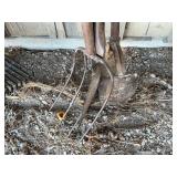 Assorted Long Handled Farm Tools Including Pitchfork and Shovel