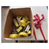 Assorted Ratchet Straps and Red Load Binders