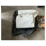 Assorted Tarps Lot including White and Black Mesh Tarps