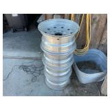 Set of Four Silver-Tone Metal Trailer Wheels