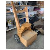 Custom Wooden Rolling Utility Cart with Integrated Seat and Storage Box