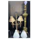 2 Nice Table Lamps W/ Milk Glass Shades.