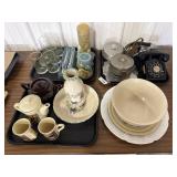 Vtg Telephone, Iron, Waffle Maker, Mixing Bowl,
