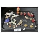 Vintage Christmas Celluloid Santa Ornaments.