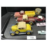 Various Hubley Die Cast Cars, Vintage Marbles.