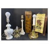2 Wooden Wine Bottle Carriers, 4 Lamps.