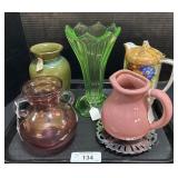 Uranium Glass Vase, Japan Tea Pot, Glass Vases.