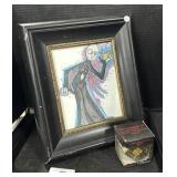 Signed  Marker Drawing & Puzzle Cube.