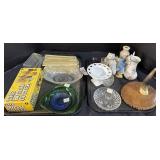 Floral Frog Holding Dish, Ceramic Cat Figurines.
