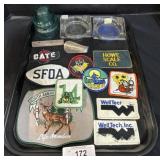 Various Embroidered Patches, Vintage Aqua Colored