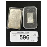 2 .999 Fine Silver Bars.