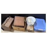 Wicker Baskets, Empty Tote, Sewing Box, Wooden