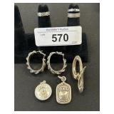 950 Silver Earrings, 925 Silver Rings, Pendants.