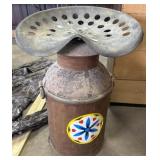 Vtg Steel Milk Jug Tractor Seat.